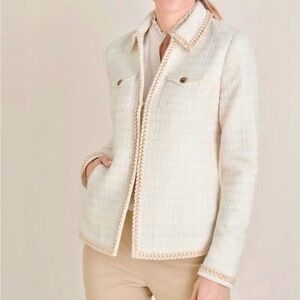 Chico's Cream Braided-Trim Jacket